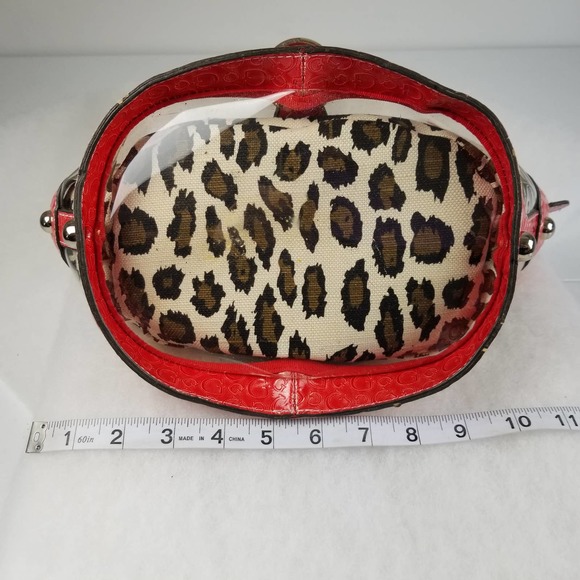 Guess Red Clear Leopard Print Handbag Very Good Unique - Picture 7 of 8